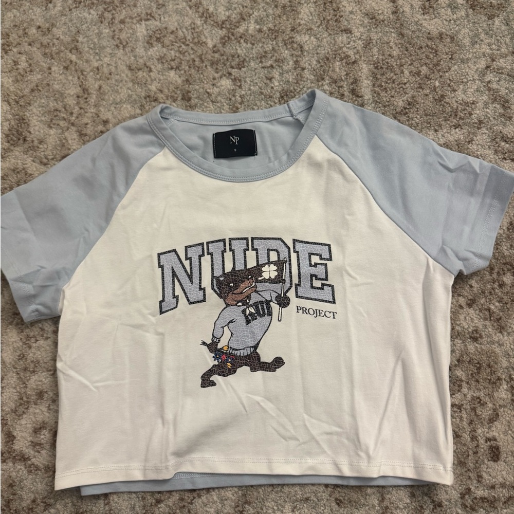 Gray and White Graphic Tee